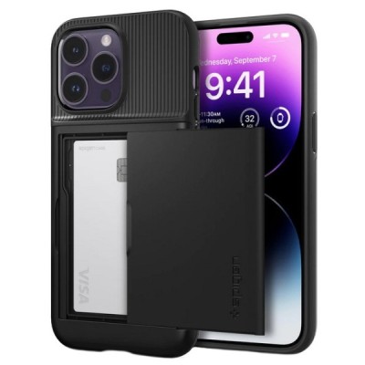 Apple iPhone 14 Pro „Spigen“ Slim Armor CS melns silikons apvalks | vacins.lv