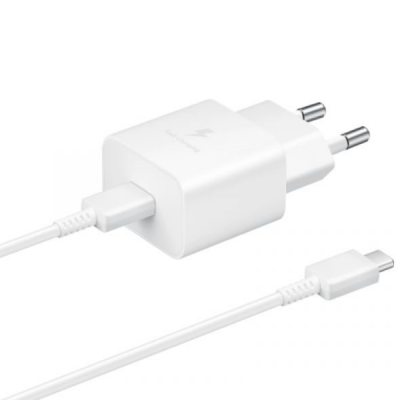 Оригинальное зарядное устройство Samsung PD Fast Charging 15 W EP-T1510 - белое + провод Type-C | Vacins.lv