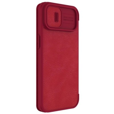 Apple iPhone 14 Plus роскошный серии Nillkin Qin Pro кожаный чехол-книжка - красный | Vacins.lv