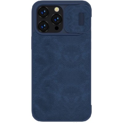 Greznais „Nillkin“ Qin Pro sērijas ādas atvērams zils Apple iPhone 14 Pro maciņš | Vacins.lv