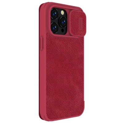 Greznais „Nillkin“ Qin Pro sērijas ādas atvērams sarkans Apple iPhone 14 Pro Max maciņš | Vacins.lv