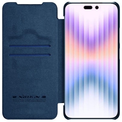 Greznais „Nillkin“ Qin Pro sērijas ādas atvērams zils Apple iPhone 14 Pro Max maciņš | Vacins.lv