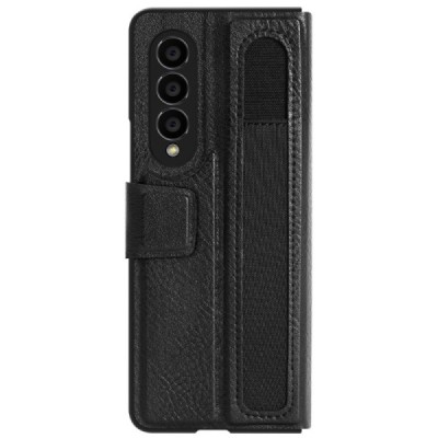 Роскошный „Nillkin“ Aoge Leather чёрный кожаный чехол-книжка серии для Samsung Galaxy Z Fold4 5G (F936B) | Vacins.lv