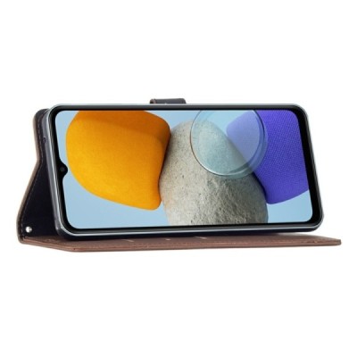 Samsung Galaxy A23 5G (SM-A236B, SM-A235F) atvēramais ādas tumši brūns retro maciņš (maks) | Vacins.lv