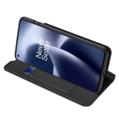 „Dux Ducis“ Skin серии OnePlus Nord 2T 5G чёрный кожаный чехол-книжка | Vacins.lv