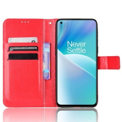 OnePlus Nord 2T 5G открываемый красный кожаный чехол - книжка | Vacins.lv