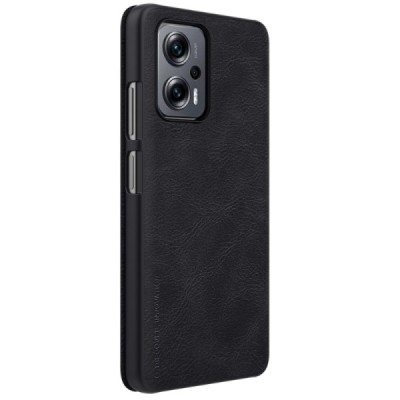 Greznais „Nillkin“ Qin sērijas ādas atvērams melns Xiaomi Poco X4 GT (Redmi Note 11T Pro, Redmi Note 11T Pro+) | Vacins.lv