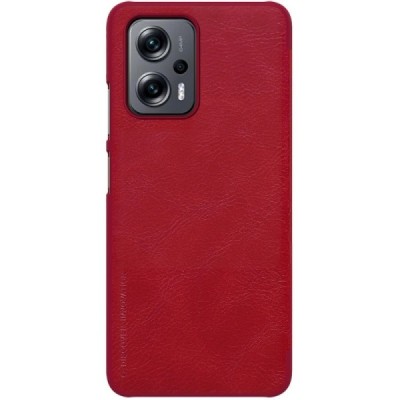 Роскошный красный кожаный чехол Nillkin Qin Series для Xiaomi Poco X4 GT (Redmi Note 11T Pro, Redmi Note 11T Pro+) | Vacins.lv
