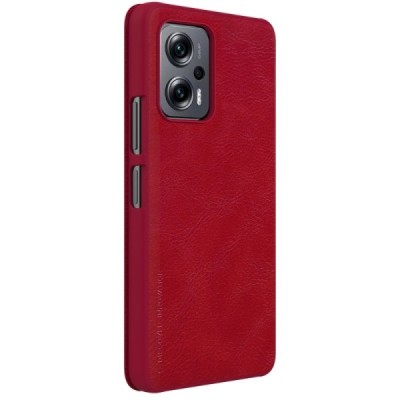 Роскошный красный кожаный чехол Nillkin Qin Series для Xiaomi Poco X4 GT (Redmi Note 11T Pro, Redmi Note 11T Pro+) | Vacins.lv