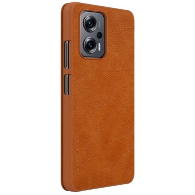 Роскошный коричневый кожаный чехол Nillkin Qin Series для Xiaomi Poco X4 GT (Redmi Note 11T Pro, Redmi Note 11T Pro+) | Vacins.l