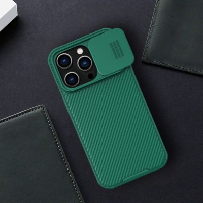 Apple iPhone 14 Pro Max „Nillkin“ CamShield Pro зелёный чехол с защитной крышкой для камеры | Vacins.lv