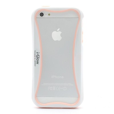 „I-Glow“ rožinės ir baltos spalvų Apple iPhone SE (5, 5s) rėmelis - kraštų apvadas (angl. bumper) / Priedai.lt