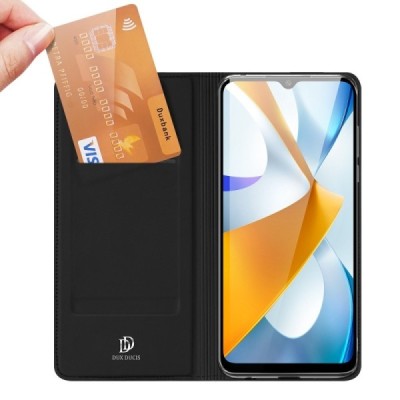 Xiaomi Poco C40 „Dux Ducis“ Skin sērijas melns ādas atvērams maciņš | Vacins.lv