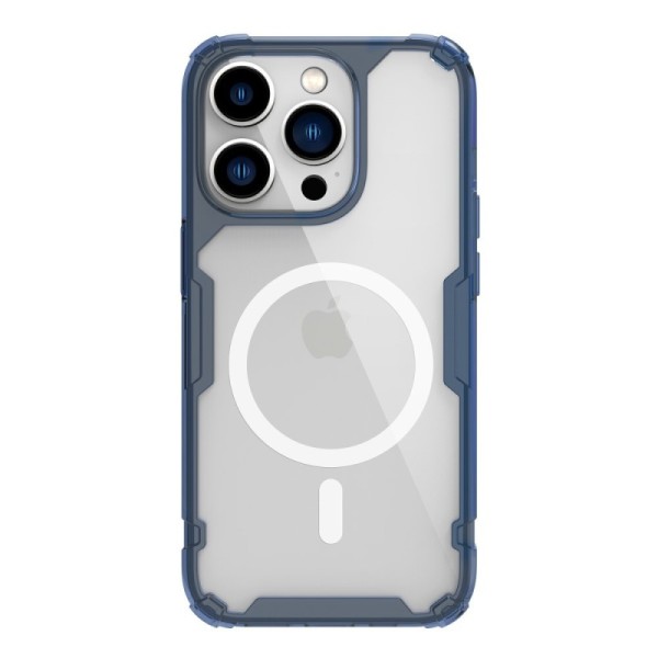 „Nillkin“ Nature TPU Pro MagSafe pastiprinātas aizsardzības cieta silikona apvalks - dzidrs / zils (iPhone 14 Pro)