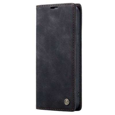 Apple iPhone 14 CaseMe Retro solīds atvēramais ādas melns maciņš - maks | Vacins.lv