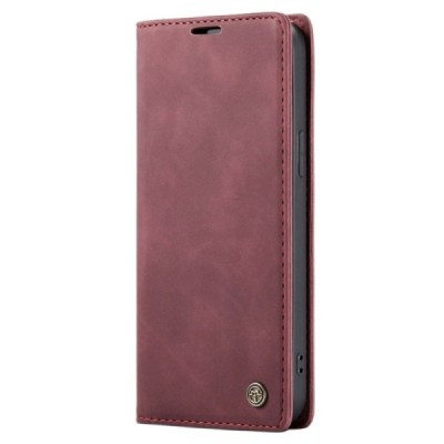 Apple iPhone 14 CaseMe Retro solīds atvēramais ādas bordo maciņš - maks | Vacins.lv