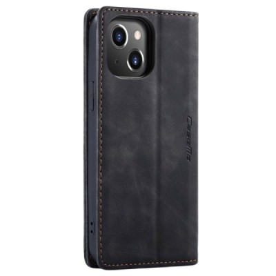 Apple iPhone 14 Plus CaseMe Retro solīds atvēramais ādas melns maciņš - maks | Vacins.lv