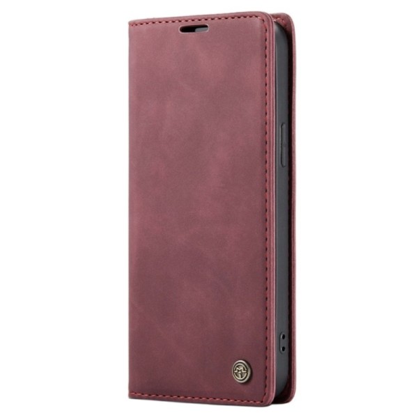 Кожиный чехол-книжка „CaseMe“ Retro - бордовый (iPhone 14 Plus)