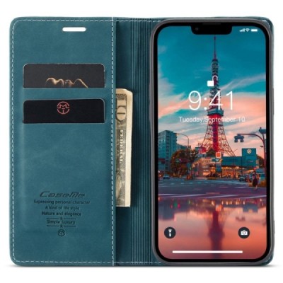 Apple iPhone 14 Plus CaseMe Retro открываемый зелёный кожаный чехол – книжка | Vacins.lv