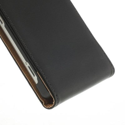 Sony Xperia Z2 klasisks ādas vertikāli atvēramais melns futrālis / Vacins.lv