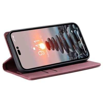 Apple iPhone 14 Pro Max CaseMe Retro solīds atvēramais ādas bordo maciņš - maks | Vacins.lv