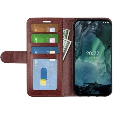 Nokia G21 (G11) atvēramais ādas brūns maciņš (maks) | Vacins.lv