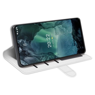 Nokia G21 (G11) atvēramais ādas balts maciņš (maks) | Vacins.lv