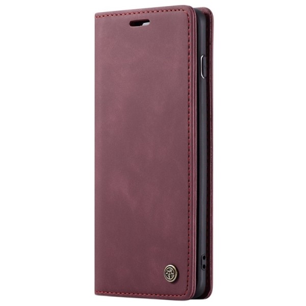 Кожиный чехол-книжка "CaseMe" Retro - бордовый (Galaxy S10+)