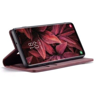 Samsung Galaxy S10+ (G975) CaseMe Retro открываемый, бордового цвета, кожаный чехол – книжка | Vacins.lv