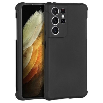 Samsung Galaxy S21 Ultra (G998B) „Matte“ pastiprinātas aizsardzības cieta silikona (TPU) melns apvalks | Vacins.lv