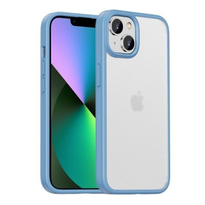 Apple iPhone 14 „IPAKY“ Rubberized силиконовый прозрачный чехол с светло - синей рамкой | Vacins.lv