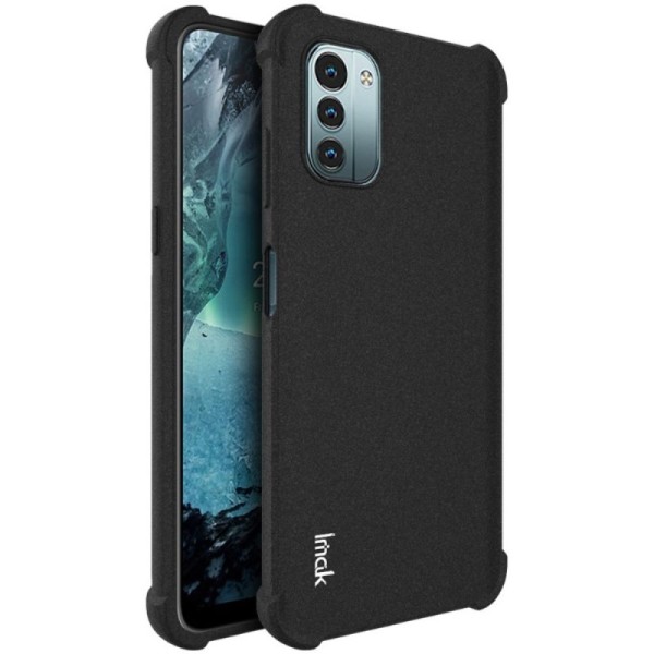 „Imak“ pastiprinātas aizsardzības cieta silikona (TPU) apvalks - melns + ekrāna aizsargplēve (Nokia G21 / G11)