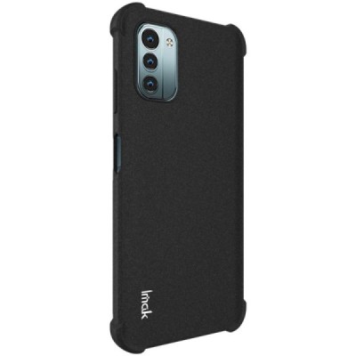 Nokia G21 (G11) Imak pastiprinātas aizsardzības cieta silikona (TPU) melns vāciņš + ekrāna aizsargplēve | Vacins.lv