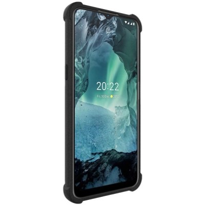 Nokia G21 (G11) Imak pastiprinātas aizsardzības cieta silikona (TPU) melns vāciņš + ekrāna aizsargplēve | Vacins.lv
