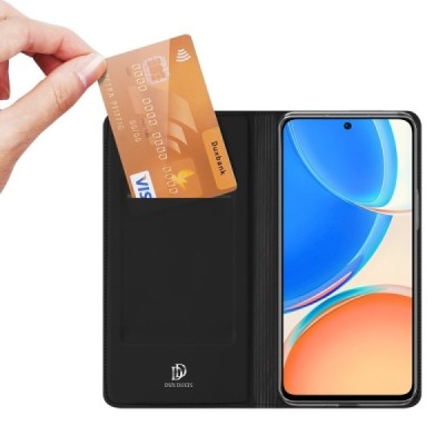 „Dux Ducis“ Skin серии Huawei Honor X8 чёрный кожаный чехол-книжка | Vacins.lv