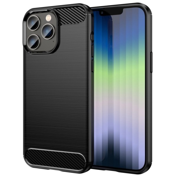 „Carbon“ kieto silikono (TPU) dėklas - juodas (iPhone 14 Pro)