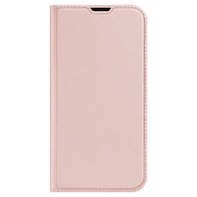 Apple iPhone 14 „Dux Ducis“ Skin sērijas rozs ādas atvērams maciņš | Vacins.lv