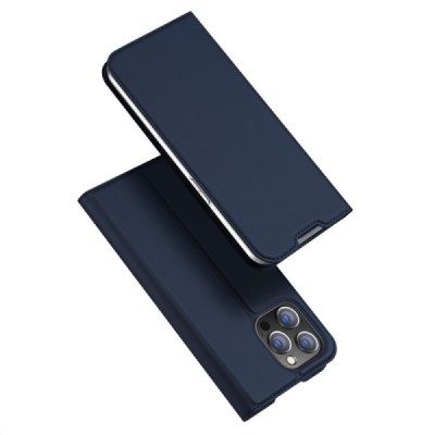 Apple iPhone 14 Pro „Dux Ducis“ Skin sērijas tumši zils ādas atvērams maciņš | Vacins.lv