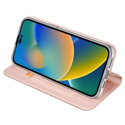 „Dux Ducis“ Skin серии Apple iPhone 14 Pro розовый кожаный чехол-книжка | Vacins.lv