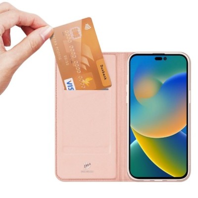 „Dux Ducis“ Skin серии Apple iPhone 14 Pro розовый кожаный чехол-книжка | Vacins.lv