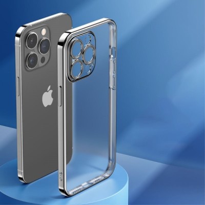 Apple iPhone 14 Pro „ROCK“ силиконовый прозрачный чехол с черной рамкой | Vacins.lv
