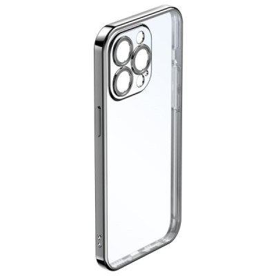 Apple iPhone 14 Pro Max elegants „ROCK“ dzidrs (caurspīdīgs) silikona apvalks (apmales melnā krāsā) | Vacins.lv