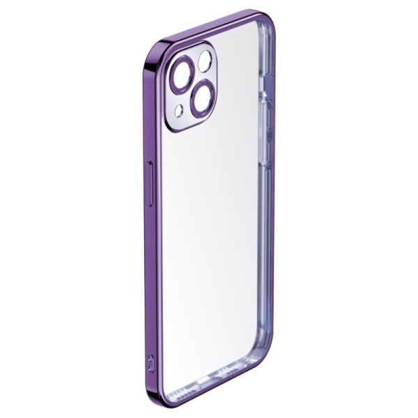 „ROCK“ твердый силиконовый (TPU) чехол - прозрачный / фиолетовый (iPhone 14 Plus)