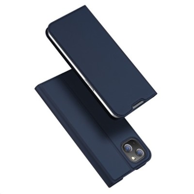 Apple iPhone 14 Plus „Dux Ducis“ Skin sērijas tumši zils ādas atvērams maciņš | Vacins.lv