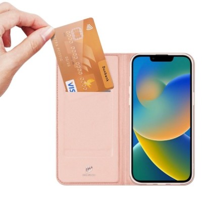 „Dux Ducis“ Skin серии Apple iPhone 14 Plus розовый кожаный чехол-книжка | Vacins.lv