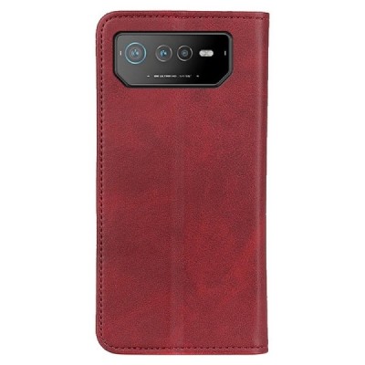 Asus Rog Phone 6 5G „Split“ красный кожаный чехол-книжка | Vacins.lv
