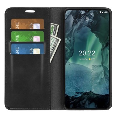 Nokia G21 (G11) „Split“ чёрный кожаный чехол-книжка | Vacins.lv