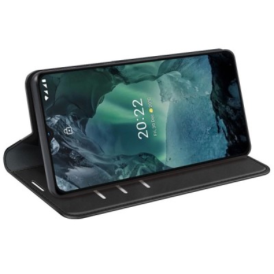 Nokia G21 (G11) „Split“ чёрный кожаный чехол-книжка | Vacins.lv