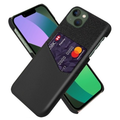 Apple iPhone 14 „KSQ“ Shell melns ādas apvalks ar iebūvētu karšu turētāju | Vacins.lv