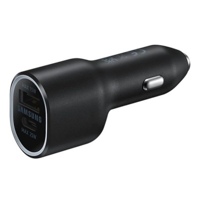 Origināls „Samsung“ Super Fast Charger EP-L4020NBEGEU Duo autolādētājs - melns (25W + 15W) | Vacins.lv